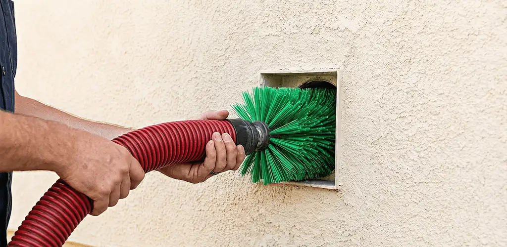 Air duct cleaning brush removing debris from a vent opening in Staten Island, NY