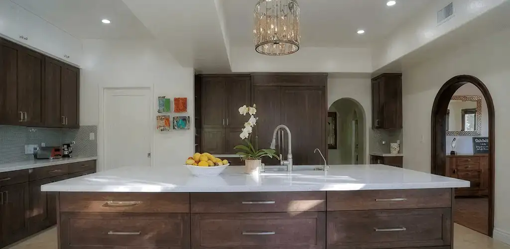 Cabinet refacing project with updated kitchen cabinets and island in Staten Island, NY