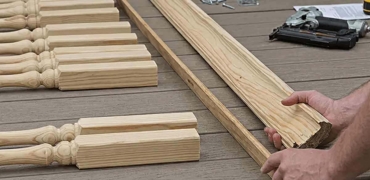 Handrail installation materials and wood components for stair rail work in Staten Island, NY